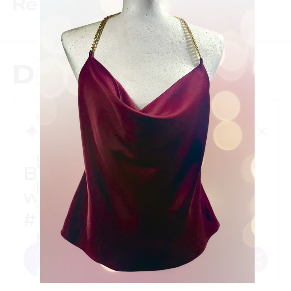 Chic Burgundy Chain Strap Camisole